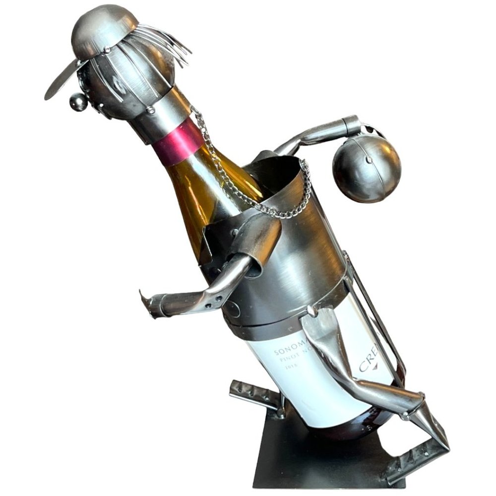 BOWLER Wine Bottle Holder Storage Caddy Recycled Metal Steel Olive Oil Vinegar - Picture 2 of 14